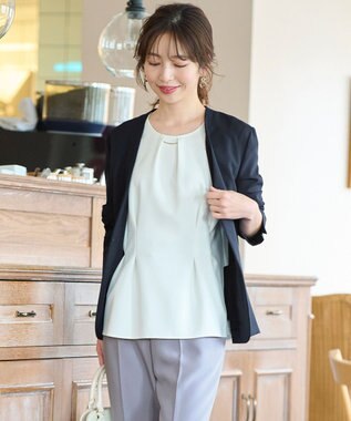 ANY SIS 【セットアップ可】リネンライクポリエステル ジャケット ネイビー