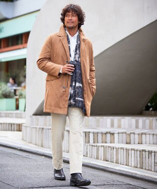 JOSEPH ABBOUD 【キルトレスダウン】ナチュラルダイスウェード ダウンコート キャメル系