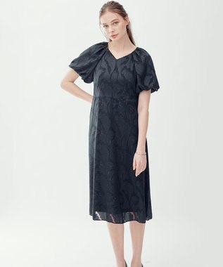 23区 L 【APPLAUDIR】シフォンカットジャガード ドレス ネイビー系