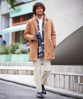 JOSEPH ABBOUD 【キルトレスダウン】ナチュラルダイスウェード ダウンコート キャメル系