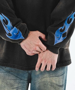 WEGO 【ユニセックス着用ITEM】フレイムグラフィックBIGT（LS） ブラック