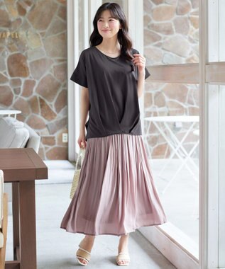 Tiaclasse 【安田美沙子さん着用】ヴィンテージサテンプリーツスカート ピンク