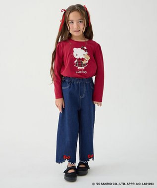 ANY KIDS 【ハローキティ×ANY KIDS】アップリケ 長袖Tシャツ レッド