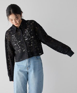 YECCA VECCA [2SET]キャミレイヤードレースシャツ Black