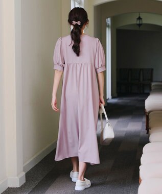 Tiaclasse 【2TYPE/ゴム＆クリップ】レザーリボンヘアアクセサリー ゴム：ピンク