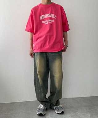 WEGO 【綿100%/MLサイズ展開】DISCUS　ルーズカレッ１００％ レッド