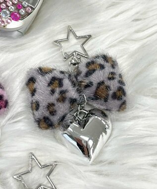 WEGO レオパードリボンキーホルダー グレー