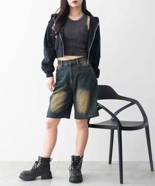 WEGO 【カップ付きインナー】ヴィンテージウォッシュカップインアメスリタンク スミクロ