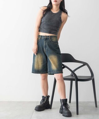 WEGO 【カップ付きインナー】ヴィンテージウォッシュカップインアメスリタンク スミクロ