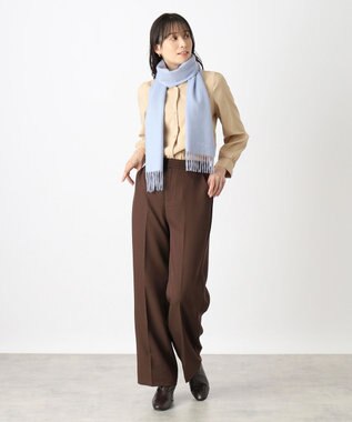 MOONBAT 【洗えるカシミヤ】FURLA カシミヤ100%無地マフラー／幅30cm サックスブルー