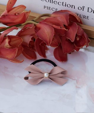 Tiaclasse 【2TYPE/ゴム＆クリップ】レザーリボンヘアアクセサリー ゴム：ピンク