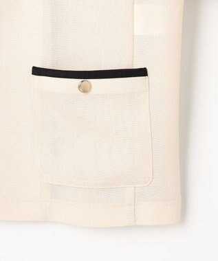 ANY SIS S シアーメッシュ ノーカラージャケット ライトベージュ×ブラック