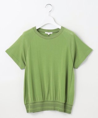 自由区 【接触冷感・UVケア・洗える】ドレーピーラグランスリーブ ニットソー リーフグリーン