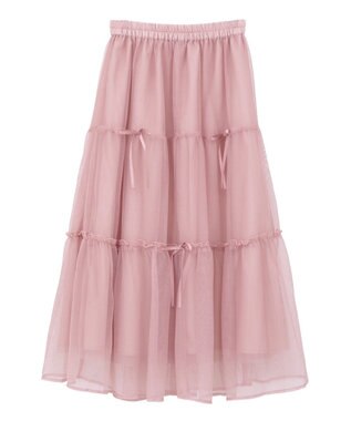 earth music&ecology リボンチュールティアードスカート Pink