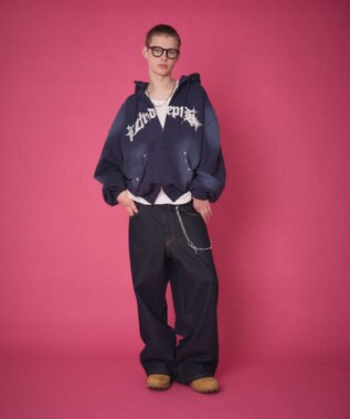 WEGO 【ユニセックス着用ITEM】グラフィックZIPパーカー ネイビー