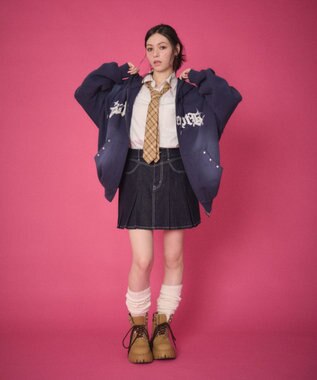 WEGO 【ユニセックス着用ITEM】グラフィックZIPパーカー ネイビー