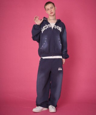 WEGO 【ユニセックス着用ITEM】グラフィックZIPパーカー ネイビー