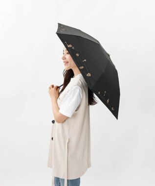 AURORA 【 Beaurance （ビューランス）】サマーシールド　鍵穴ボーラー刺しゅう晴雨兼用パラソル（折りたたみ） ブラック