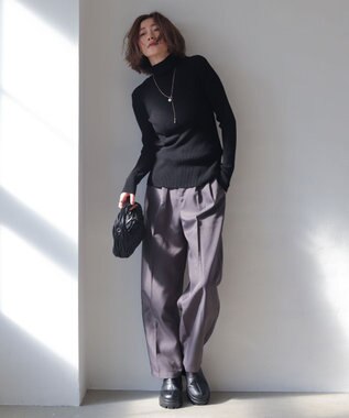 WEGO 【2025年秋冬新作】リブタートルニット ブラック