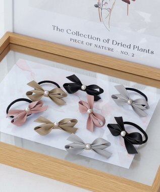 Tiaclasse 【2TYPE/ゴム＆クリップ】レザーリボンヘアアクセサリー クリップ：ベージュ