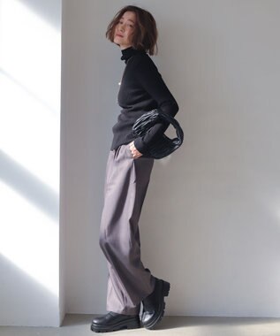 WEGO 【2025年秋冬新作】リブタートルニット ブラック