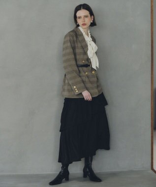 YECCA VECCA アシンメトリーラッフルスカート Black