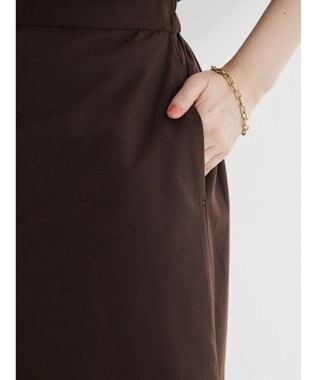 Green Parks 綿麻混台形マキシスカート Brown