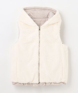 ANY KIDS ボア リバーシブル ベスト ベージュ×エクリュ