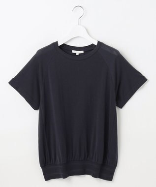 自由区 【接触冷感・UVケア・洗える】ドレーピーラグランスリーブ ニットソー ネイビー