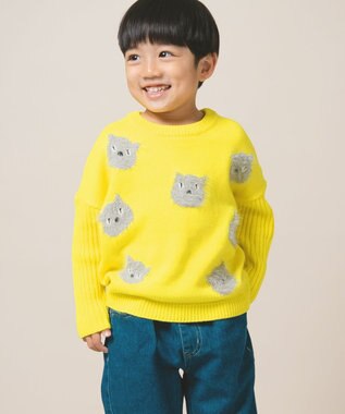 ami amie 【UNISEX】ネコプルオーバー85cm～130cm イエロー