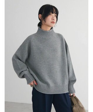 Green Parks 洗える　カノコ編みニットプルオーバー Gray Mixture