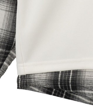 WEGO チェックレイヤードパーカー ホワイト