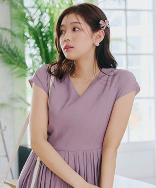 Tiaclasse 【2TYPE/ゴム＆クリップ】レザーリボンヘアアクセサリー クリップ：ピンク