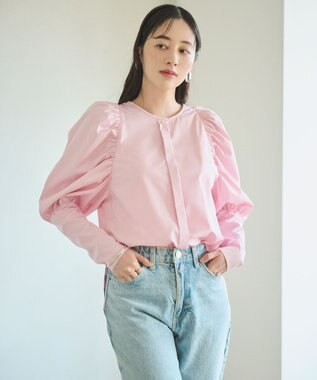 #Newans 【アイロンいらず】ジュリエットスリーブブラウス ピンク