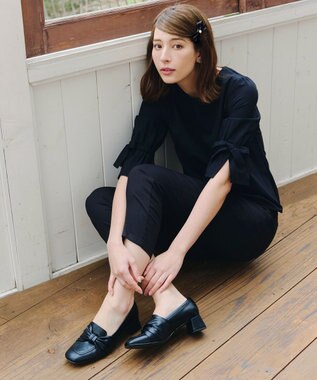 Tiaclasse 【2TYPE/ゴム＆クリップ】レザーリボンヘアアクセサリー クリップ：ブラック