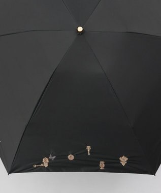 AURORA 【 Beaurance （ビューランス）】サマーシールド　鍵穴ボーラー刺しゅう晴雨兼用パラソル（折りたたみ） ブラック