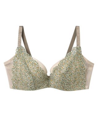 une nana cool MADE WITH LIBERTY FABRIC さあわたし レース 脇高ブラジャー サンドベージュ