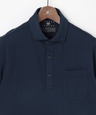 JOSEPH ABBOUD 【オーガニックコットン使用・JAPANファブリック】ミニ千鳥サッカー ポロシャツ ネイビー系