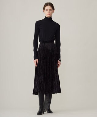 ICB 【洗える】 パウダリーチュール ハイネックトップス ブラック系