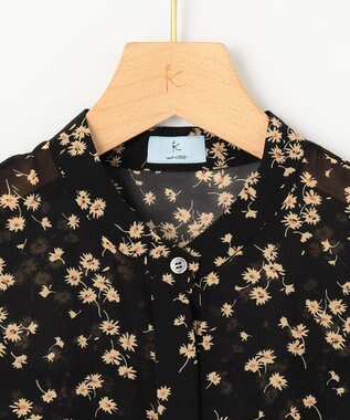 組曲 L シフォンオーガンプリント ティアードブラウス ブラックベース系5