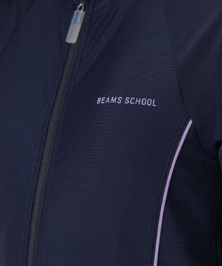BEAMS SCHOOL 長袖フルZIPラッシュガード ネイビー×パープル