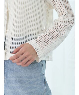 earth music&ecology ＳＥＴ２点メッシュカーディガン＋インナー Ivory