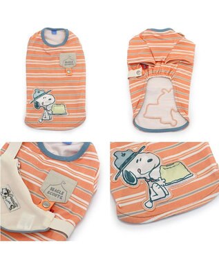 PET PARADISE スヌーピー お揃いTシャツ マルチボーダー 《オレンジ》 中型犬 大型犬 オレンジ