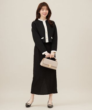 ANY SIS 【洗える】カットジャカードナロー スカート ブラック