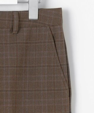 J.PRESS LADIES L 【洗える】T/Rアルガンシルクチェック テーパード パンツ ブラウンチェック系
