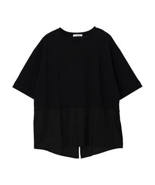Green Parks ５分袖ドッキングバックスリットチュニック Black