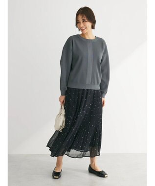 Green Parks シフォンプリーツスカート Dot Black