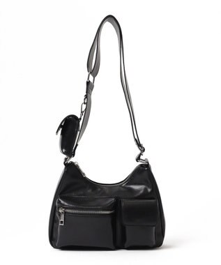 WEGO ポーチ付きランダムポケットデザインショルダー ブラック