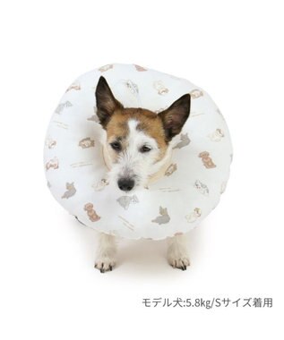 PET PARADISE ペットパラダイス makokoro エリザベスカラー 《わんちゃん柄》   Ｓ 小型犬 ベージュ