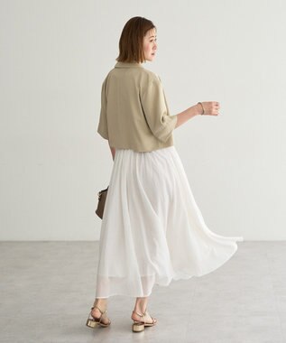 YECCA VECCA ハーフスリーブクロップドジャケット Gray Beige